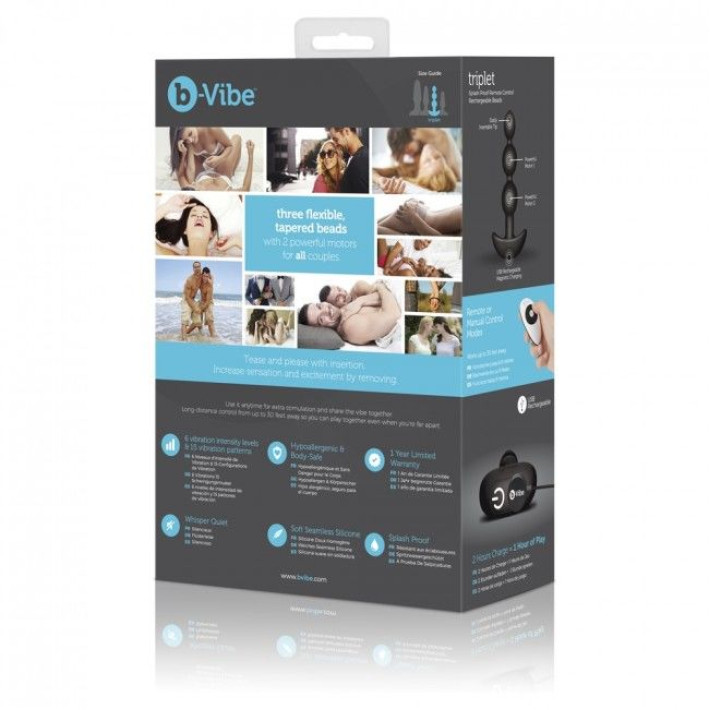 B-vibe Triplet Anal Control Remoto Beads Negro