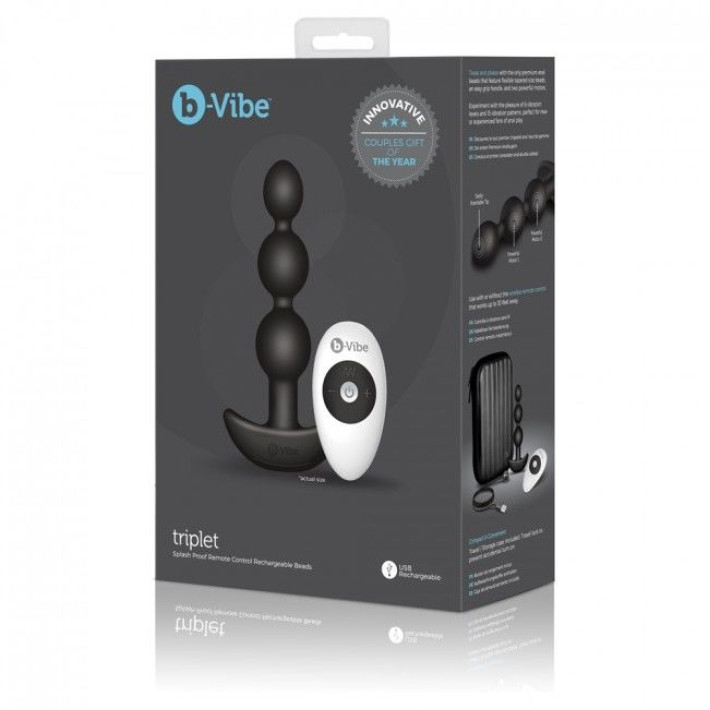 B-vibe Triplet Anal Control Remoto Beads Negro