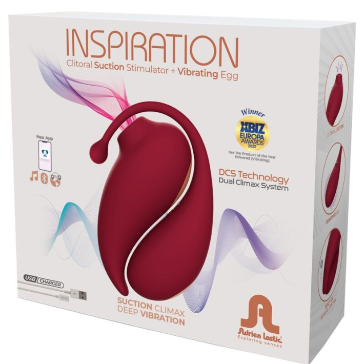Adrien Lastic Inspiration Succionador Clitoris + Huevo Vibrador Rojo