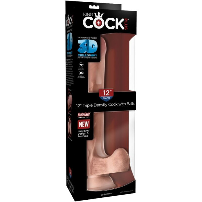 King Cock Pene Realistico 3D con Testiculos 24.8 cm Natural